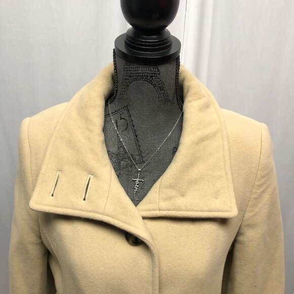 Kello Scandinavia Walking Coat Womens Size Small Wool Cashmere Blend Tan Beige - Picture 2 of 10
